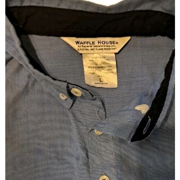 Waffle House Men’s Superior Uniform Work Shirt Large 1/4 Button Short Sleeve - Picture 2 of 6
